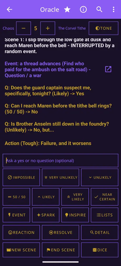 Fantasy World Generator: the solo oracle's Chaos Factor