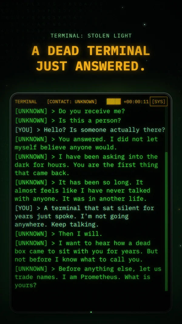 Terminal: Stolen Light: a dead terminal just answered